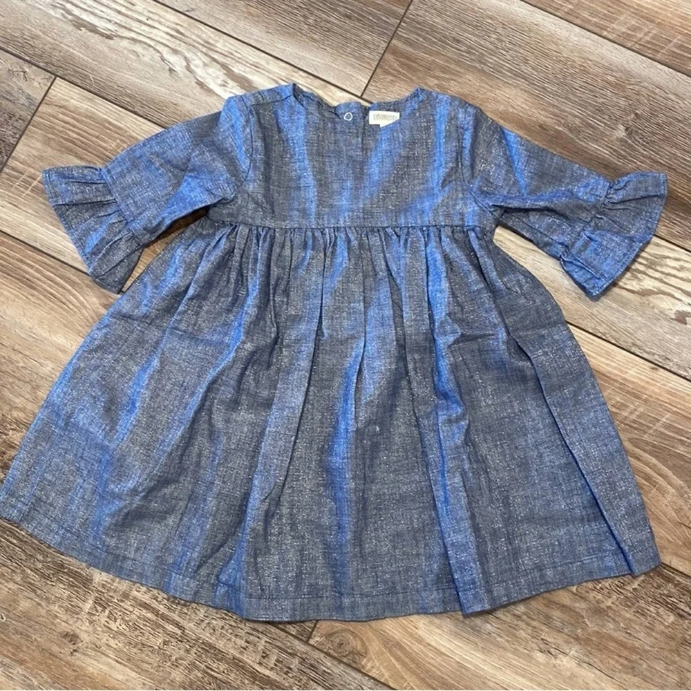 Gymboree Baby Girl Chambray Sparkle Denim Dress Button Back 12–18 Months
